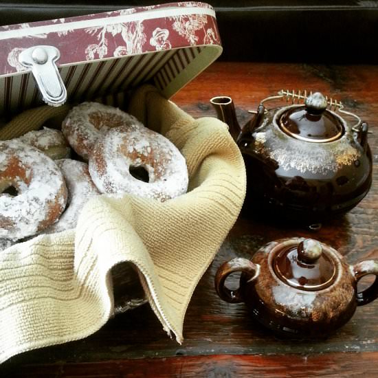 Buttermilk Powdered Sugar Donuts - Recipe photo by The Front Porch Gourmet