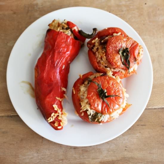 Greek Stuffed Tomatoes - Recipe photo by akamatra