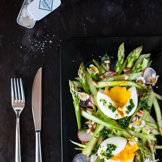 Green Asparagus with Radishes - Recipe photo by trickytine