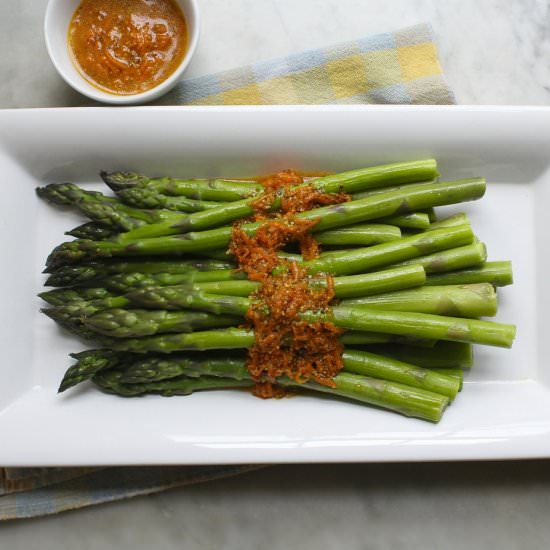 Asparagus, Carrot Honey Vinaigrette - Recipe photo by the good eats co