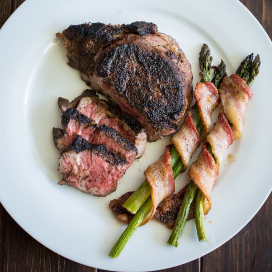 Coffee Crusted Ribeye Steak - Recipe photo by wokandskillet