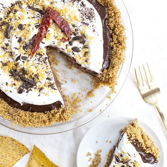 Mexican Chocolate Tortilla Chip Pie - Recipe photo by OurFourForks