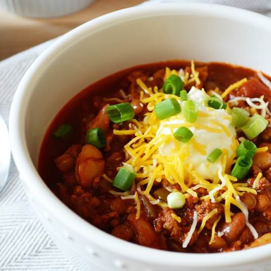 Cannellini & Lentil Turkey Chili - Recipe photo by sprigandflours