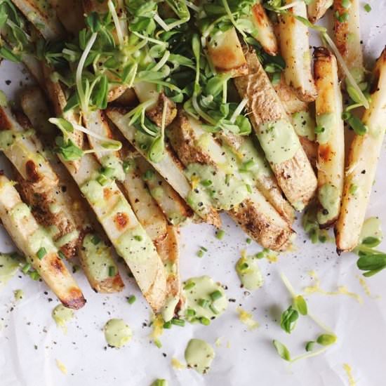 Green Goddess Loaded Spring Fries - Recipe photo by withfoodandlove