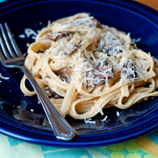 Fettuccine Alfredo with Mushrooms - Recipe photo by alialamode