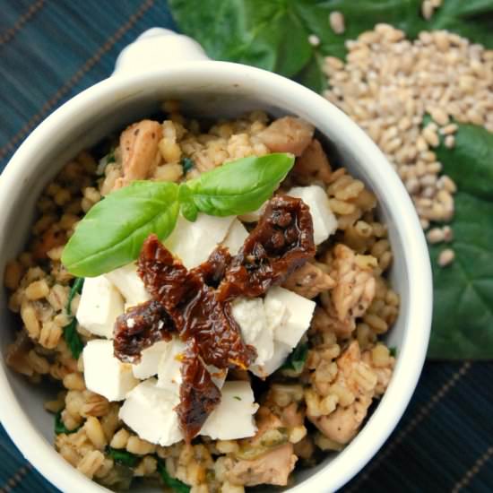 Spinach Barley(otto) with Turkey - Recipe photo by dietetyczne-fanaberie