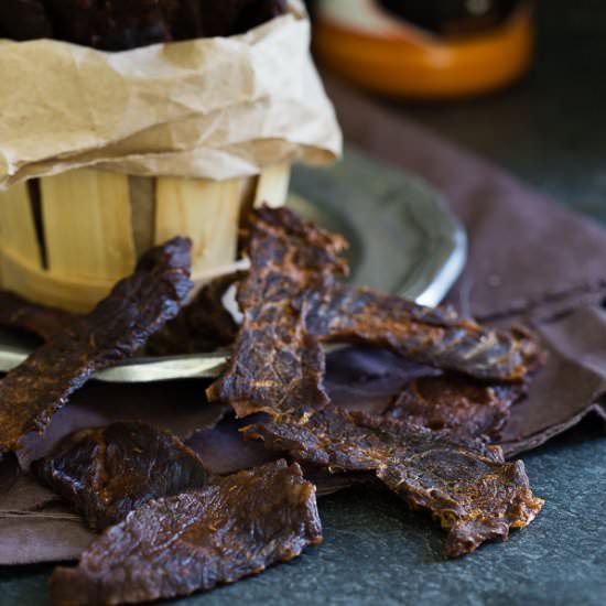 Buffalo Sauce Beef Jerky - Recipe photo by Running to the Kitchen