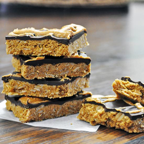 Chocolate Peanut Butter Bars - Recipe photo by BatterandDough