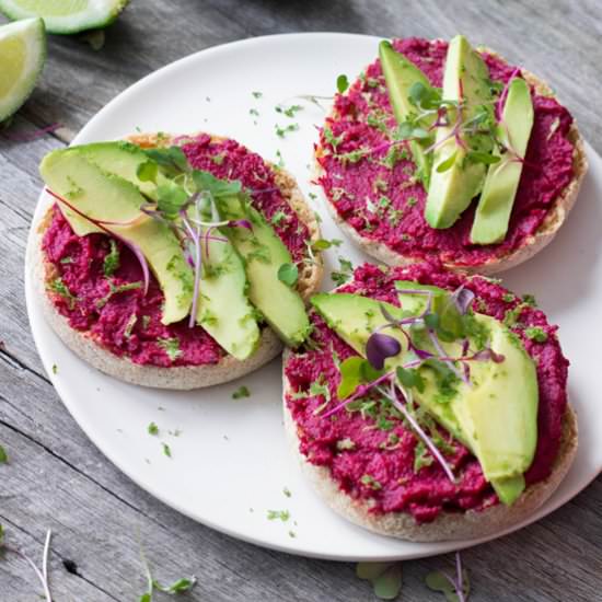 Roasted Beet Hummus Sandwich - Recipe photo by eatthriveglow