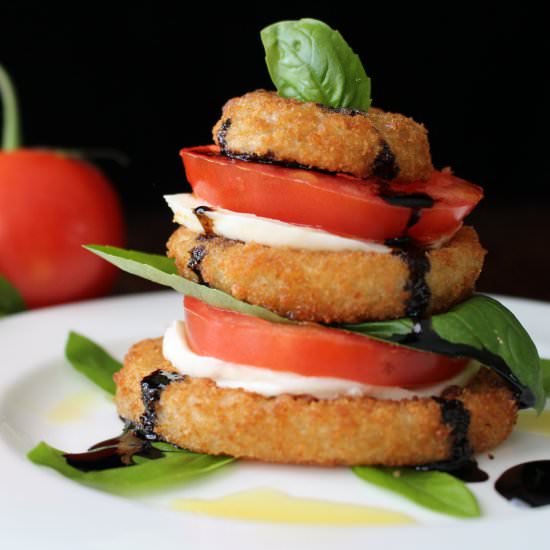 Onion Ring Caprese Salad Stacks - Recipe photo by Recipe for Perfection
