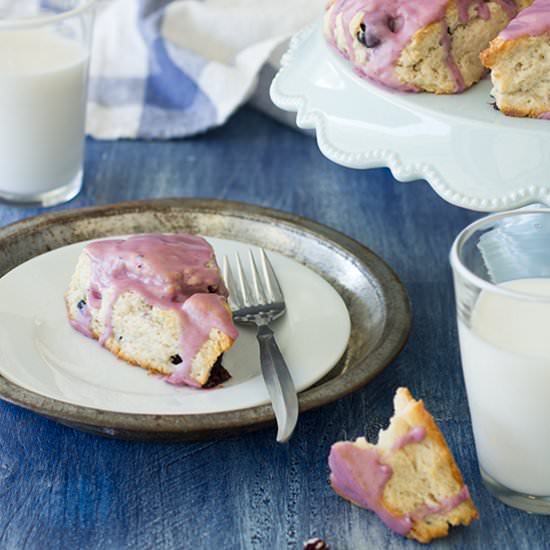 Glazed Blueberry-Vanilla Scones - Recipe photo by brighteyedbaker