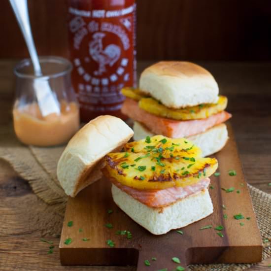 Teriyaki Salmon Sliders - Recipe photo by tamingofthespoon