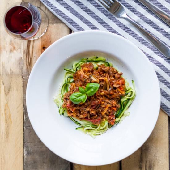 Vegetable Bolognese with Zoodles - Recipe photo by HaveAnotherBite