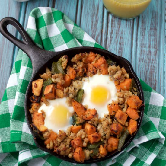 Roasted Poblano & Sweet Potato Hash - Recipe photo by plaidandpaleo