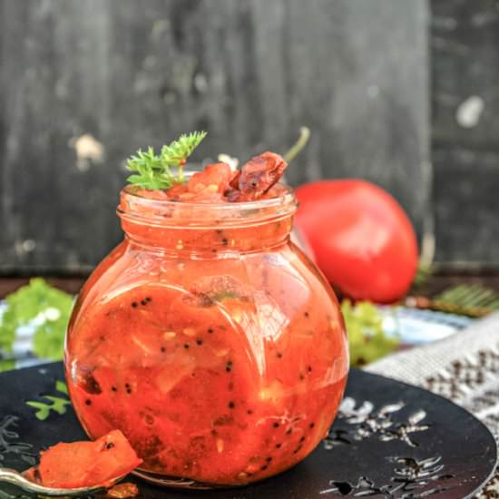 Tomato Mustard Garlic Chutney - Recipe photo by Anu@MyGingerGarlicKitchen