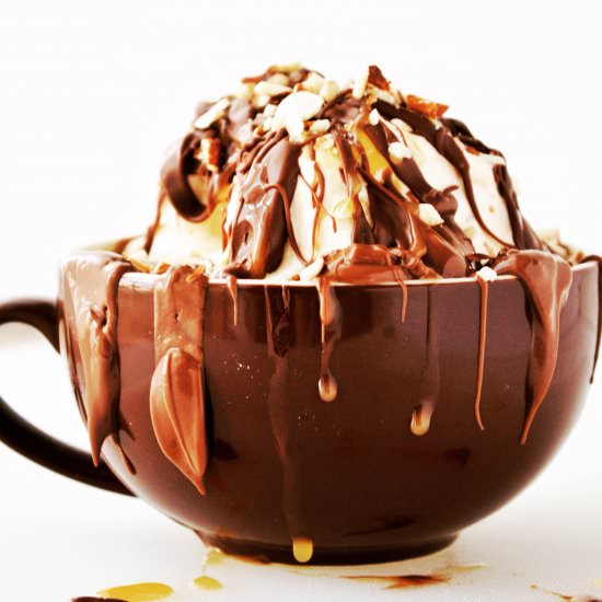 Molten Lava Brownie Mug Cake Sundae - Recipe photo by Savory and Sweet Food