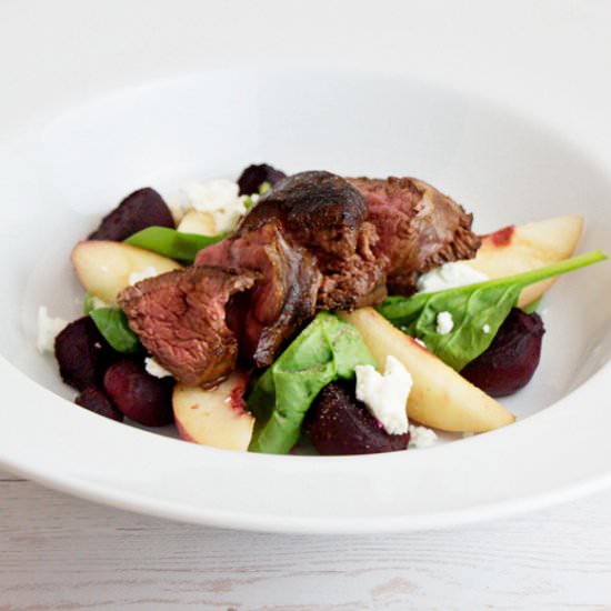 Seared Meat on Nectarine Salad - Recipe photo by thepinkdumpling