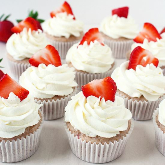 Strawberries and Cream Cupcakes - Recipe photo by sarahsbakestudio