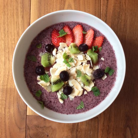 Blueberry Maca Chia Pudding - Recipe photo by Imperfectly Paleo