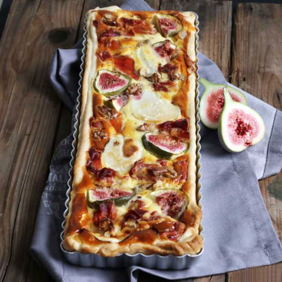 Goat Cheese Quiche with Fresh Figs - Recipe photo by baketotheroots