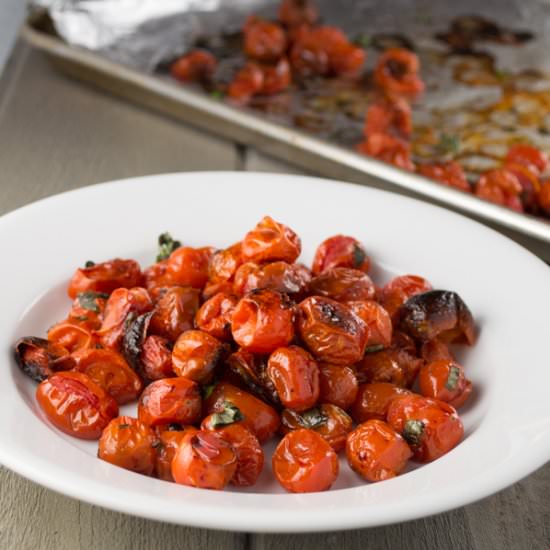 Roasted Grape Tomatoes - Recipe photo by awholenewtwist.com