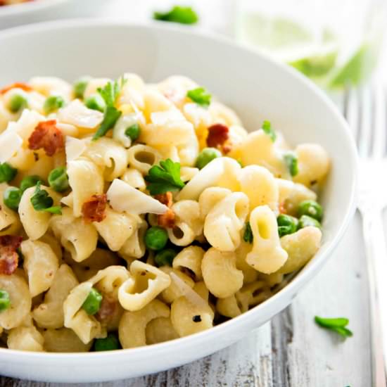 One Pot Pea and Bacon Pasta - Recipe photo by savorynothings