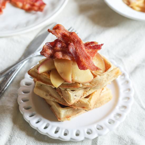 Cheddar, Apple and Bacon Waffle - Recipe photo by bakerita