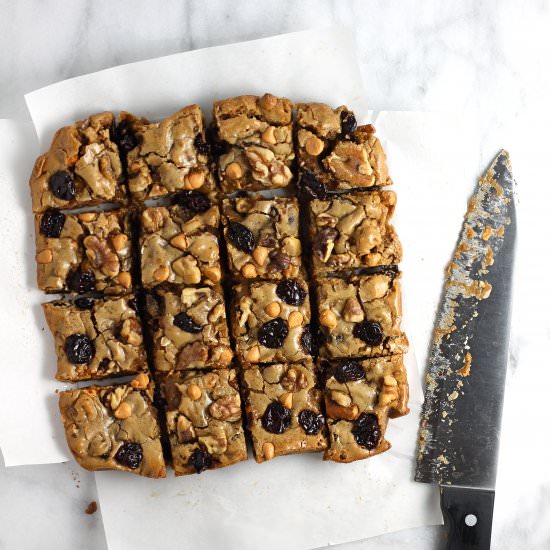 Cherry Walnut Butterscotch Blondies - Recipe photo by justjfaye