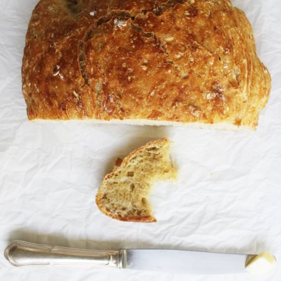 No-Knead Oatmeal Bread - Recipe photo by LifesLittleSweets