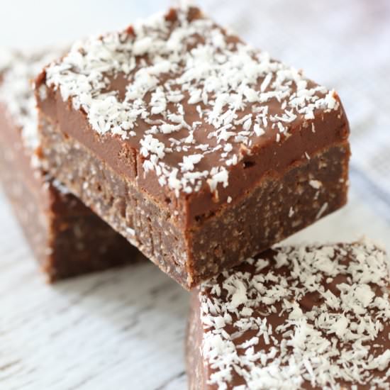 Easy Chocolate Coconut Slice - Recipe photo by bakeplaysmile