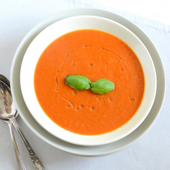 Tomato rhubarb soup - Recipe photo by vegancrossroads