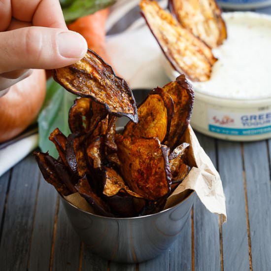 Mediterranean Eggplant Chips - Recipe photo by Running to the Kitchen