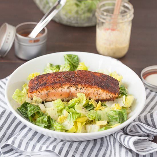 Blackened Salmon Caesar - Recipe photo by laughterandlemonade