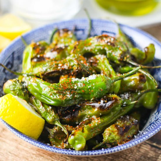 Grilled Shishito Peppers - Recipe photo by platingsandpairings