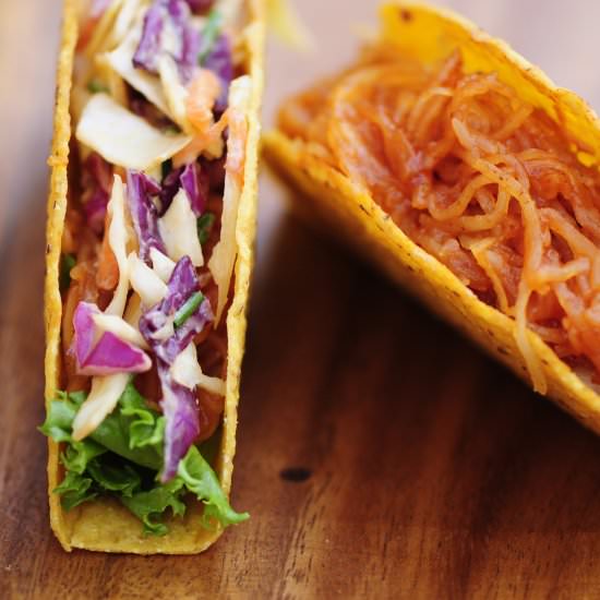 Pulled spaghetti squash tacos - Recipe photo by thevegetarianginger