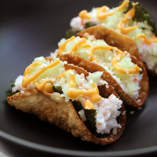 Crispy California Roll Tacos - Recipe photo by dinnerthendessert