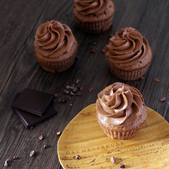 Rhubarb Chocolate Cupcakes - Recipe photo by transglobalpanparty
