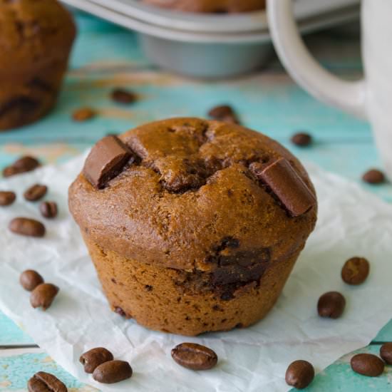 Mocha Chocolate Chunk Muffins - Recipe photo by freshaprilflours