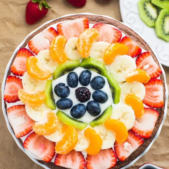 Healthy Rainbow Fruit Brownie Pizza - Recipe photo by culinaryhill
