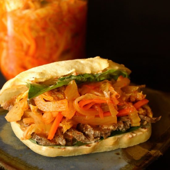 Grilled Sirloin Kimchi Sandwich - Recipe photo by cookingontheweekends