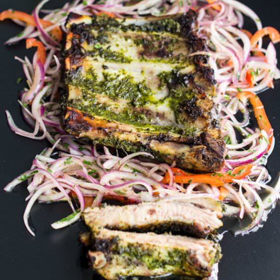 Spare Ribs on Salsa Criolla - Recipe photo by GreenHealthyCooking