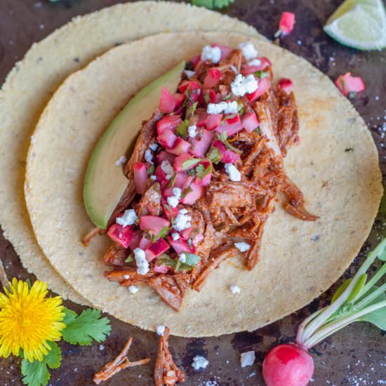 Carnitas Tacos with Radish Salsa - Recipe photo by Gastro Senses