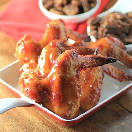 Maple Syrup Chipotle Wings - Recipe photo by noshingwiththenolands