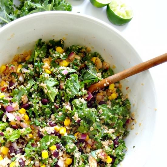 Spicy Kale Quinoa Black Bean Salad - Recipe photo by TheGlowingFridge
