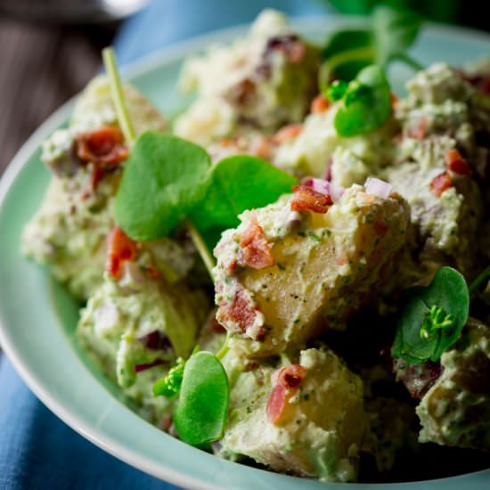 Pesto Bacon Potato Salad - Recipe photo by healthy seasonal recipes