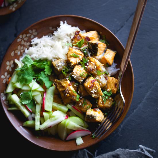 Indo Chinese Salmon Bowl for One - Recipe photo by sinfullyspicy