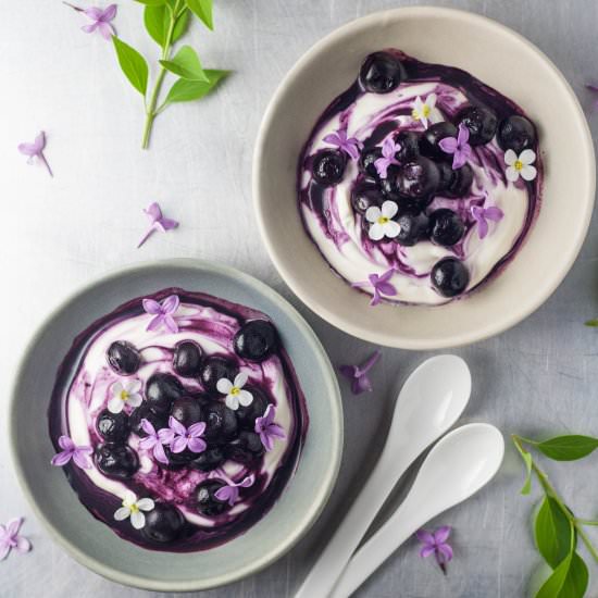 Cultured Cream & Blueberries - Recipe photo by tassedamour