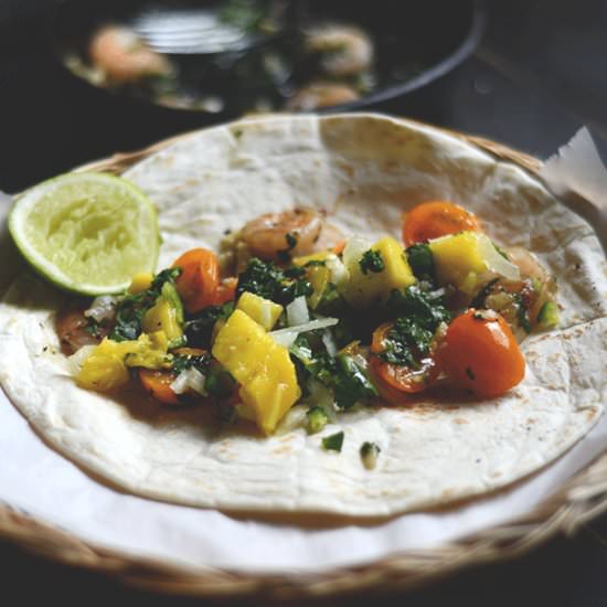 Butter Shrimp Taco with Mango Salsa - Recipe photo by notacurry.com