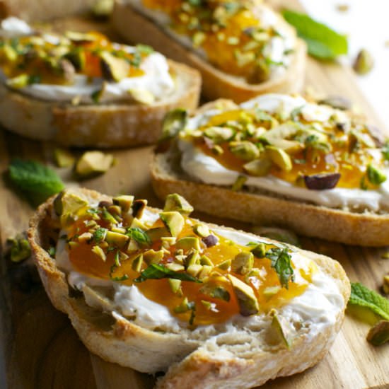 Goat Cheese and Apricot Crostini - Recipe photo by Stuck on Sweet