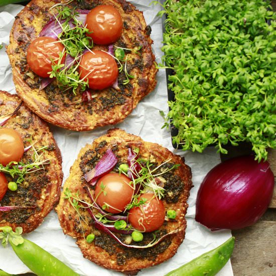 Sweet Potato Mini Pizzas (vegan) - Recipe photo by delicious.blog